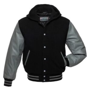 Wool Body with Leather Arms Varsity Jacket